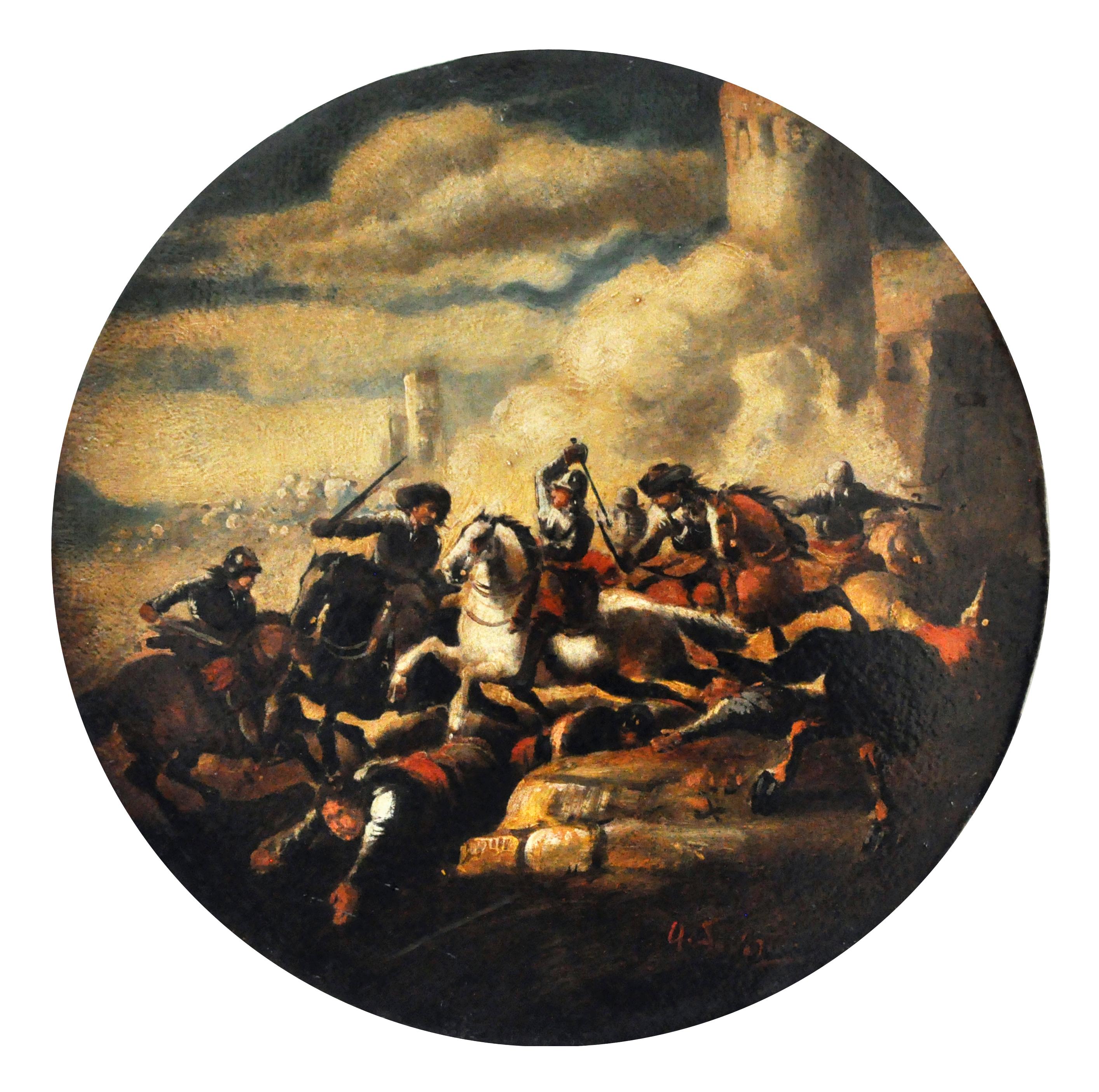 BATAILLE DE CAVALERIE -  Huile sur toile de l'cole napolitaine d'Antonio Savisio, Italie en vente 1
