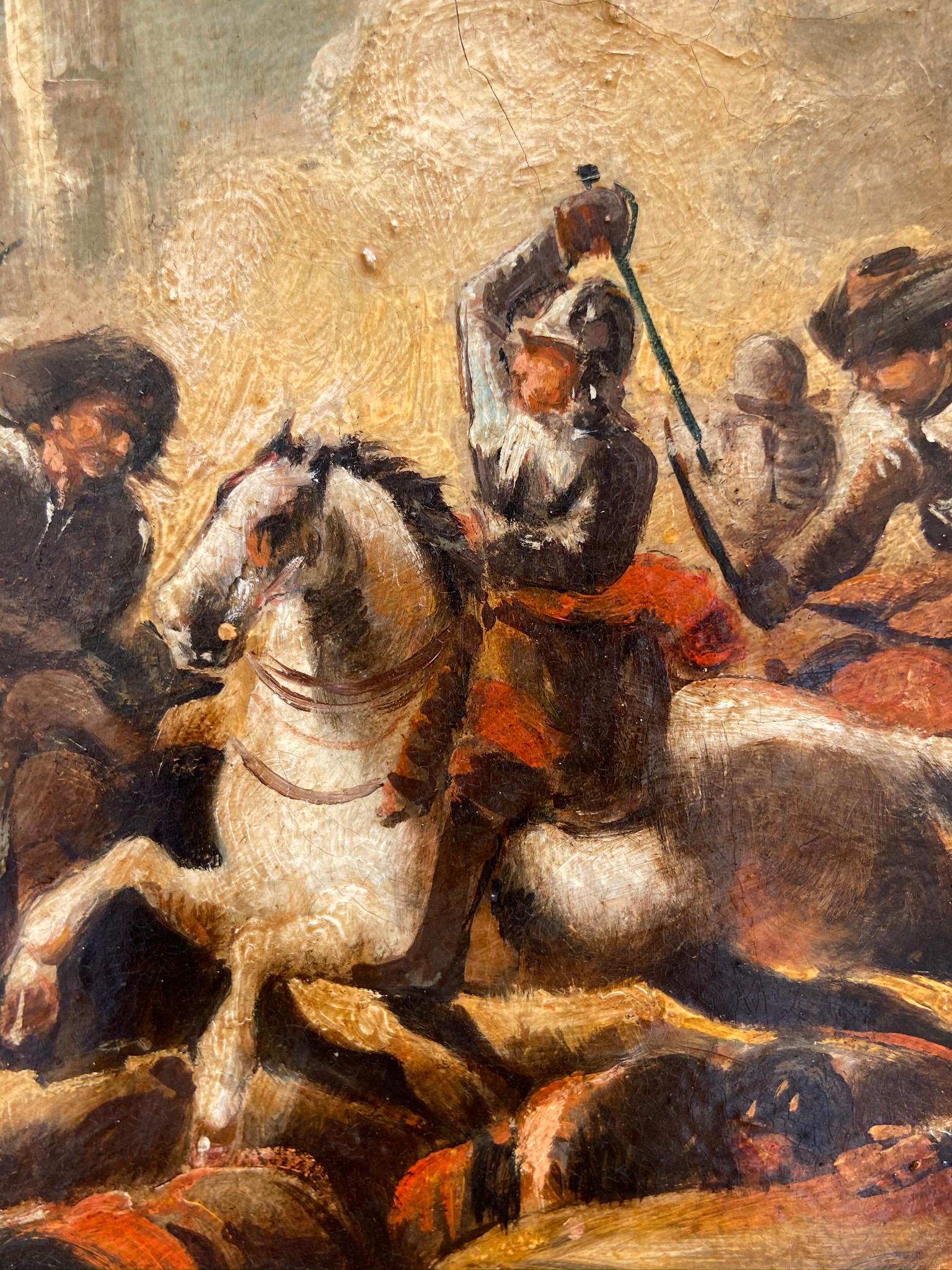 CAVALRY BATTLE -  Antonio Savisio Neapolitan School Italy Oil on canvas Painting For Sale 3