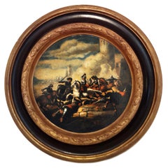 BATAILLE DE CAVALERIE -  Huile sur toile de l'cole napolitaine d'Antonio Savisio, Italie