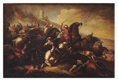 CAVALRY BATTLE - Antonio Savisio -Neapolitan School  Oil on canvas Painting