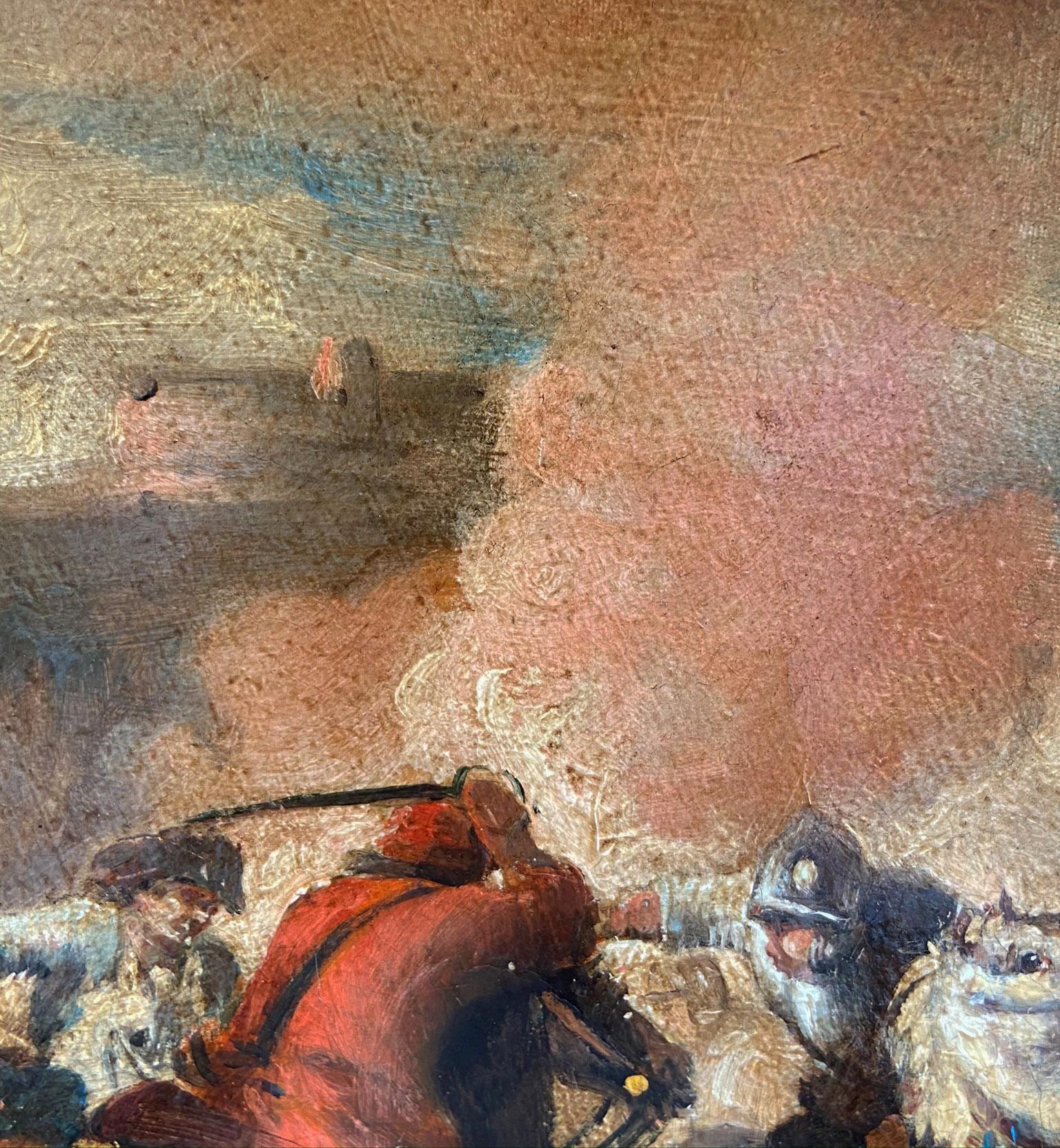 BATALLA DE CAVALERÍAS- Antonio Savisio - Escuela napolitana - Óleo sobre lienzo  Pintar, en venta 3