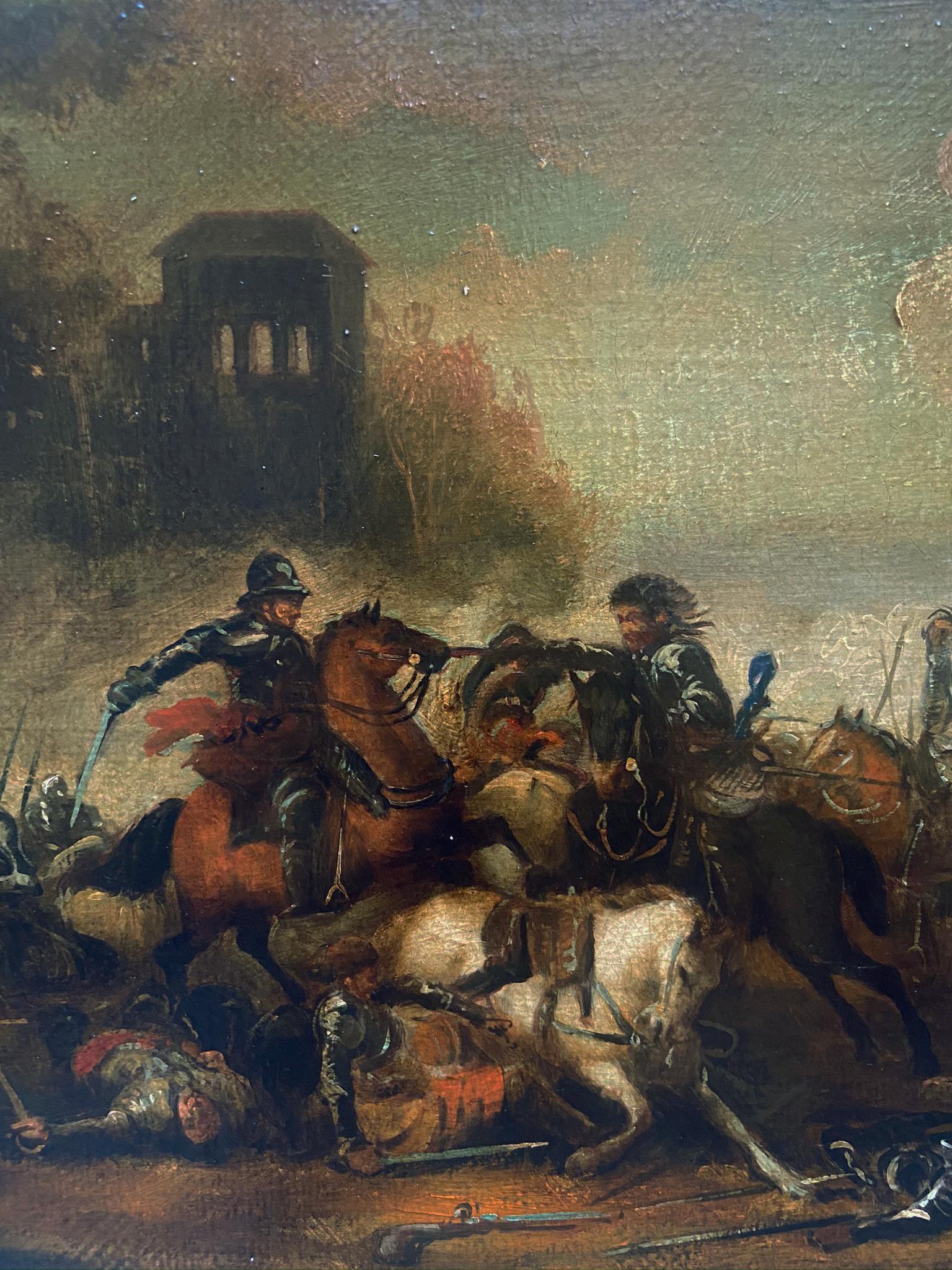 BATAILLE DE CAVALERIE  - Antonio Savisio - École napolitaine -  Peinture à l'huile sur toile en vente 3