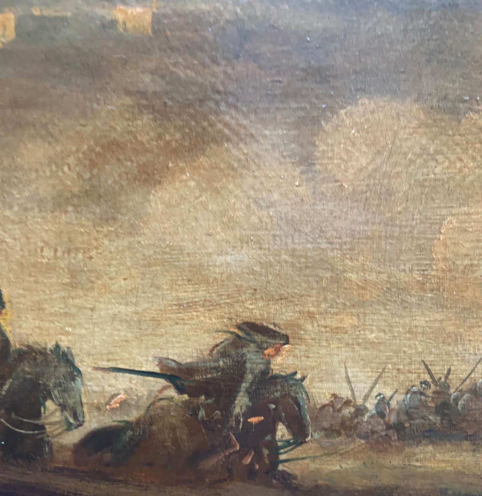 CAVALRY BATTLE  - Antonio Savisio - Neapolitan School-  Oil on canvas Painting For Sale 5