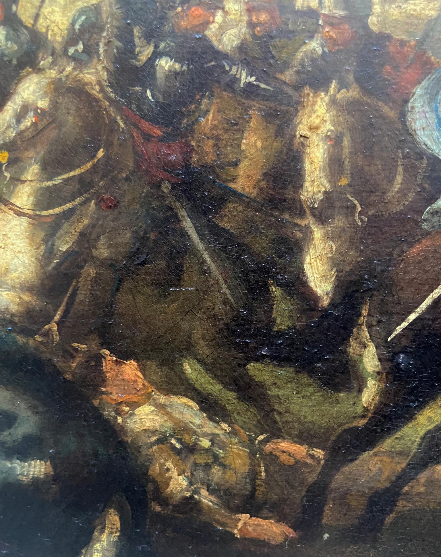 CAVALRY BATTLE  - Antonio Savisio - Neapolitan School - Oil on canvas Painting For Sale 3