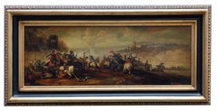 BATTAGLIA DI CAVALLERIA  - Antonio Savisio - Scuola napoletana-  Pittura a olio su tela