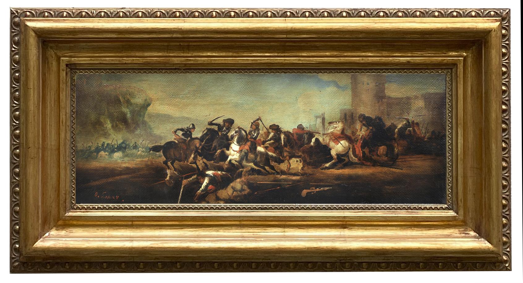 Land battle - Antonio Savisio Italia 2006 - Oil on canvas cm.20x55
Frame available on request from our workshop.

Maestro Antonio Savisio drew inspiration from the masterpieces of the great Neapolitan Maestro Salvator Rosa who was the author of