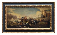 CAVALRY BATTLE  - Antonio Savisio - Neapolitan School - Oil on canvas Painting