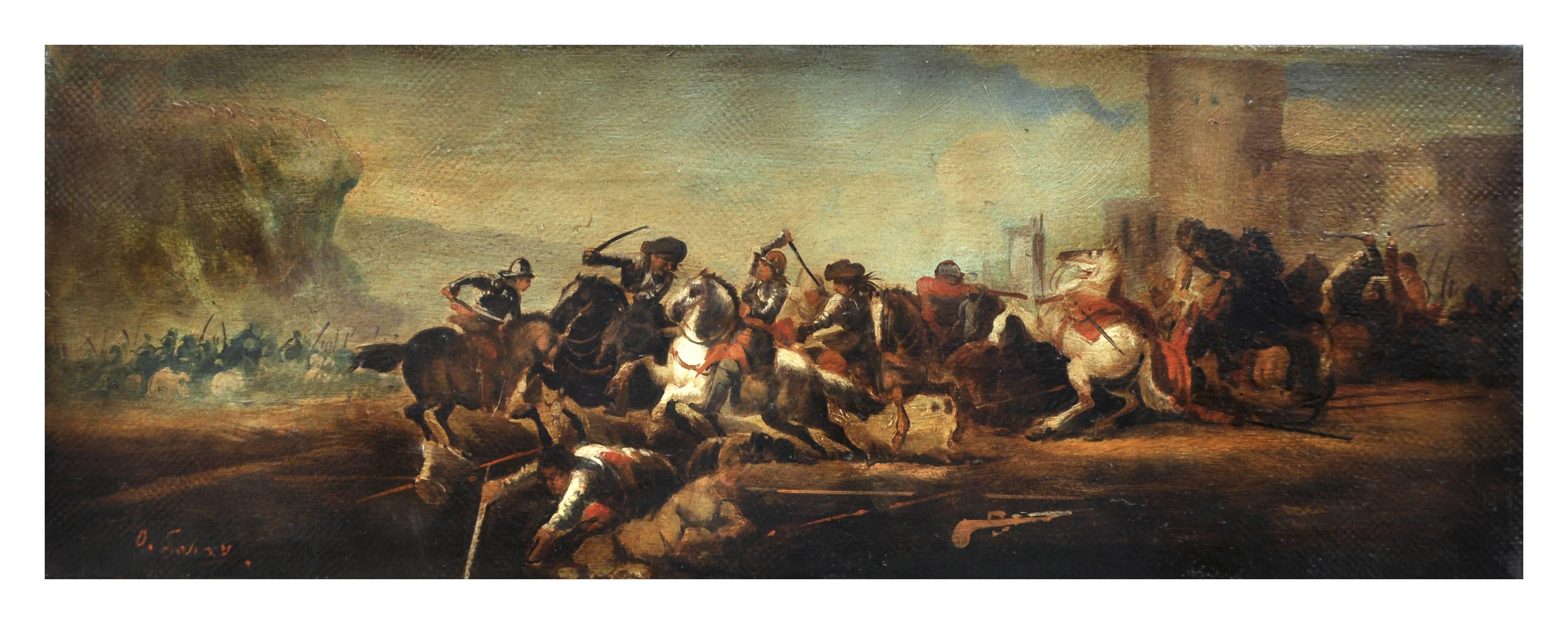 Land battle - Antonio Savisio Italia 2006 - Oil on canvas cm.20x55
Frame available on request from our workshop.