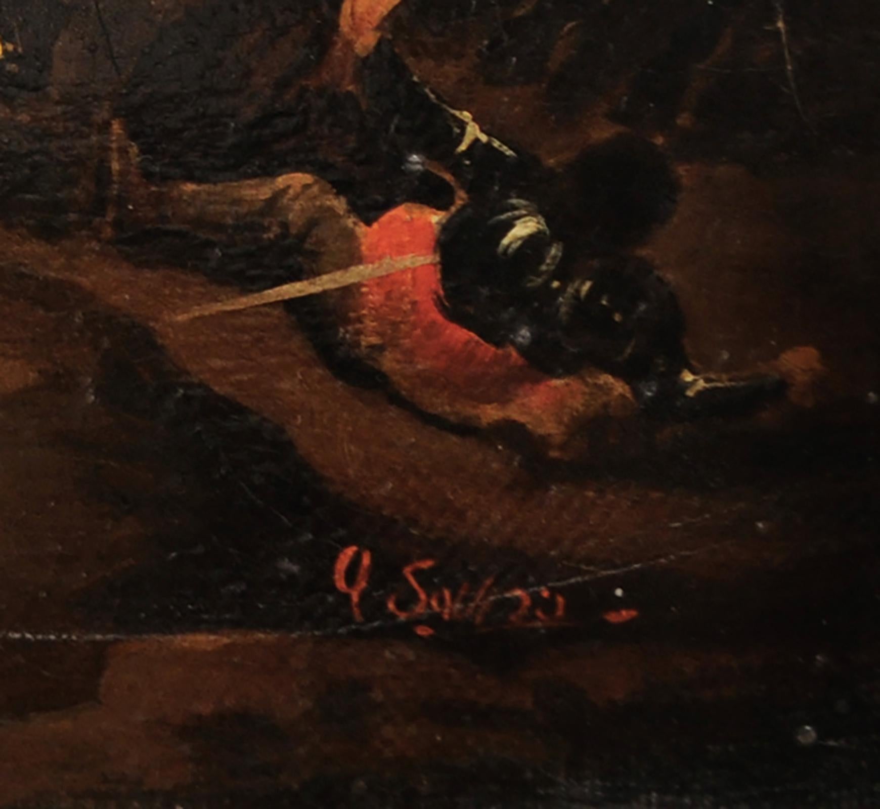 BATALLA CAVARLA Antonio Savisio-Escuela Napolitana  Óleo sobre lienzo Pintura italiana 4