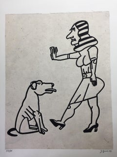 Arte moderna argentina di Antonio Seguí - La Maîtresse et son Chien