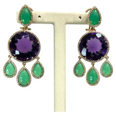 Antonio Seijo Amethyst and Green Agathe Earrings in 18k gold