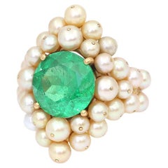 Antonio Seijo Demantoid Garnet 7.7C Pearls Diamonds Emerald Ring Certified, 2010