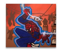 Used "Spidey" Graffiti/Street Art, Spray Paint, Iconic Comic Book Character