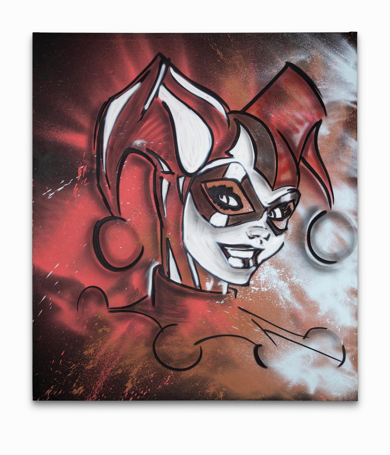 Antonio “Shades” Agee Figurative Painting – Antonio Shades Agee „Harley“ Graffiti/Street Art Style Sprühfarbe