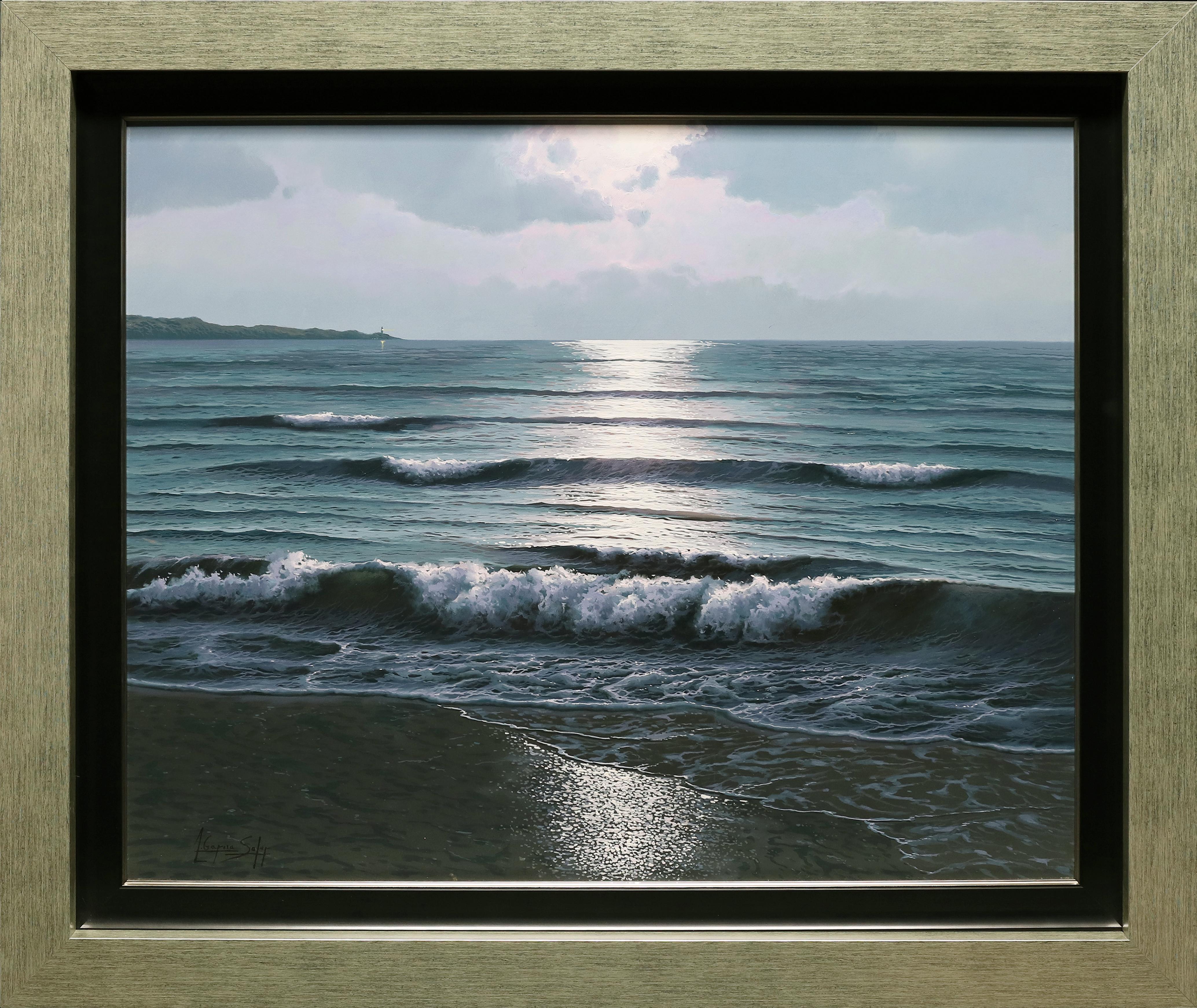 Antonio Soler Landscape Painting - Calm Before the Storm: Realistic Seascape, Oil on Canvas, Framed