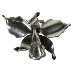 Antonio Broche orchidée en argent sterling