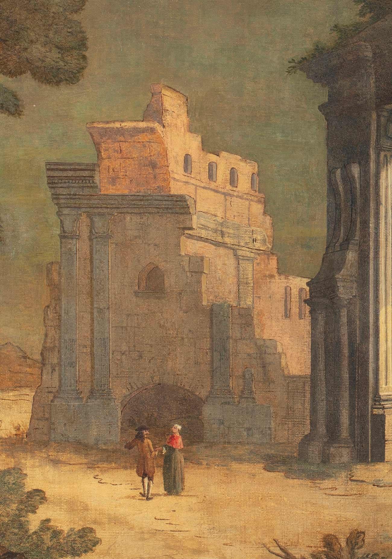 18th Century by Antonio Stom Architectural Capriccio Oil on Canvas_ For Sale 3