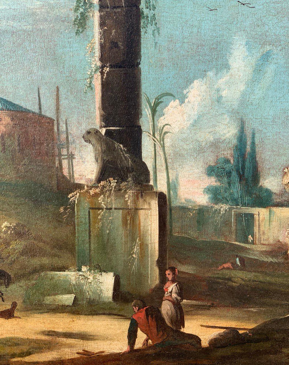 Antonio Stom (peintre vénitien) - Paysage du XVIIIe siècle - Vue architecturale en vente 4