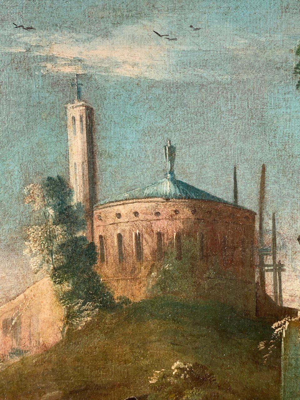 Antonio Stom (peintre vénitien) - Paysage du XVIIIe siècle - Vue architecturale en vente 5