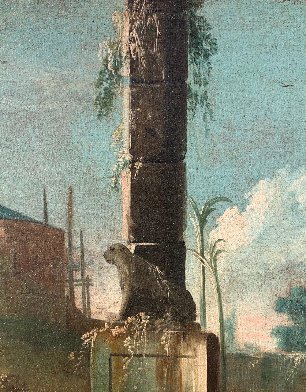 Antonio Stom (peintre vénitien) - Paysage du XVIIIe siècle - Vue architecturale en vente 6