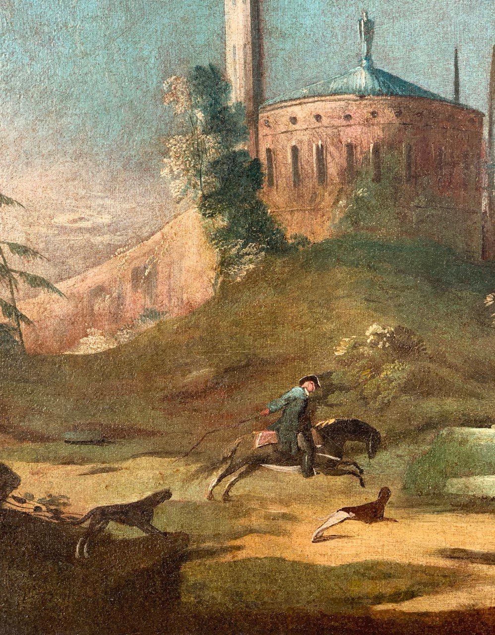Antonio Stom (peintre vénitien) - Paysage du XVIIIe siècle - Vue architecturale en vente 7