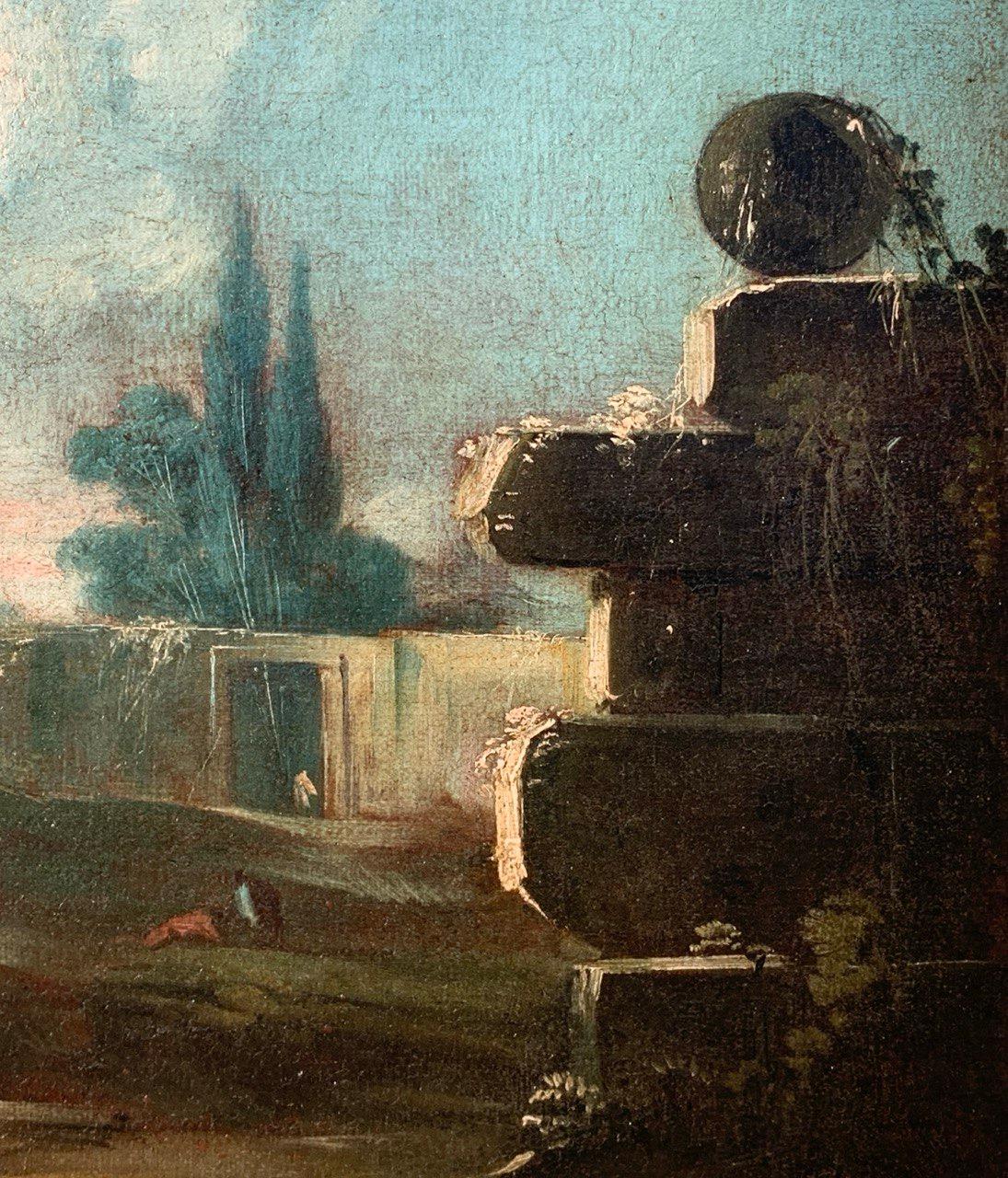 Antonio Stom (peintre vénitien) - Paysage du XVIIIe siècle - Vue architecturale en vente 8