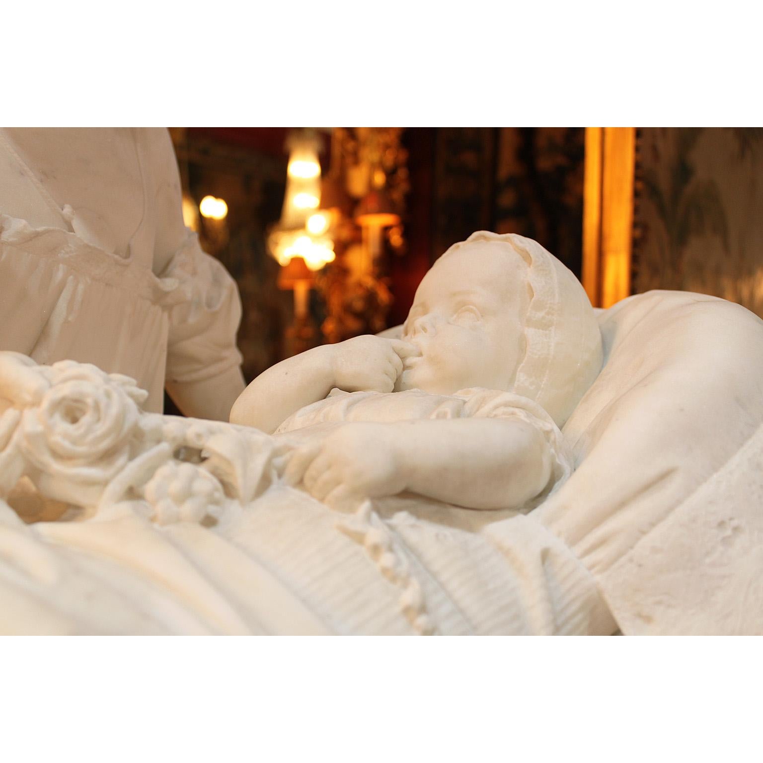 Italienische Marmorskulptur in Lebensgröße aus dem 19. Jahrhundert, Kinder aufrib, A. Tantardini im Angebot 7