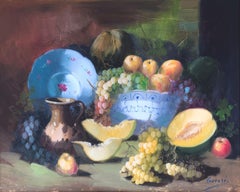 Retro fruit still life oil on canvas painting