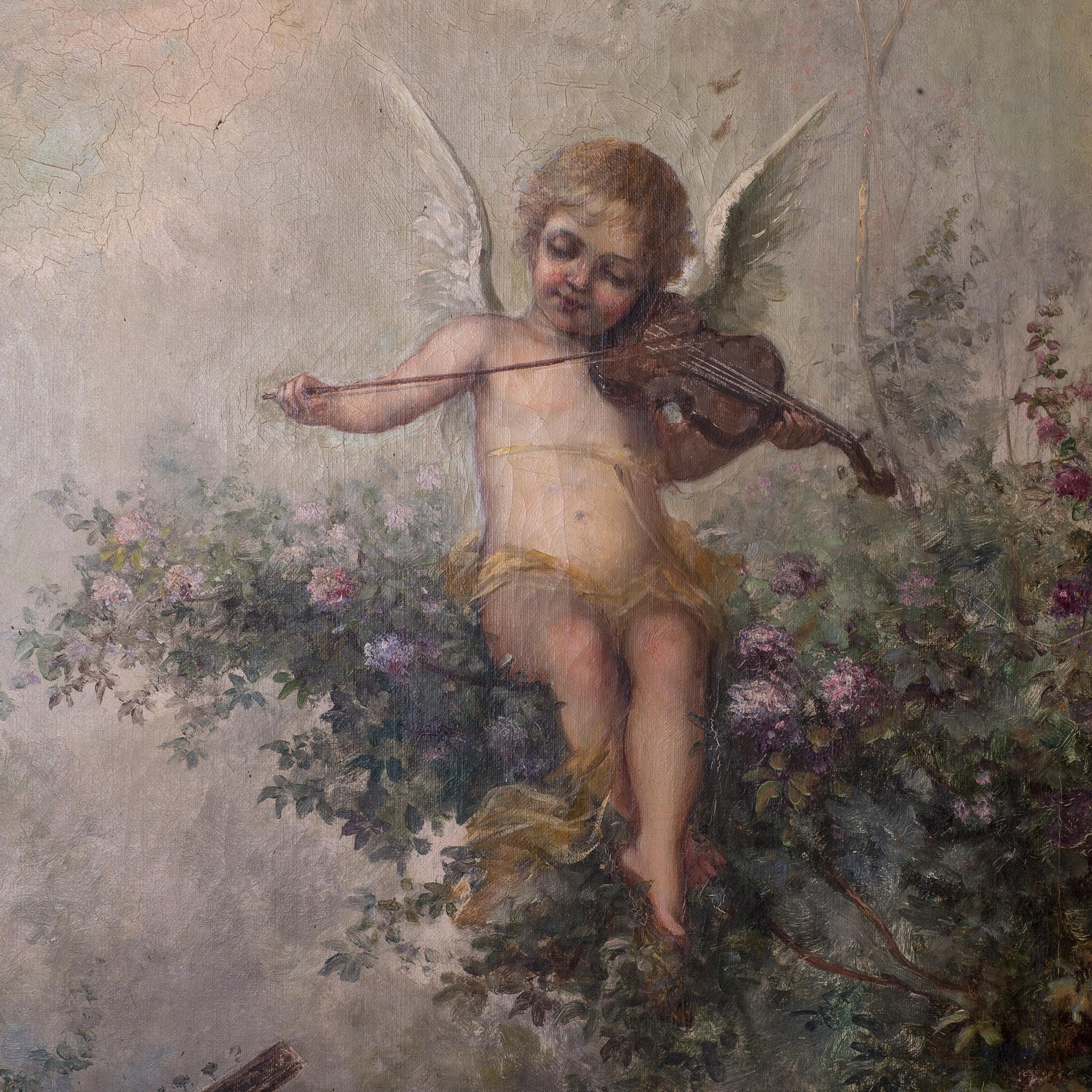 Beautiful Woman playing with putti in the garden.

Artist: Antonio Telser (1861-1942)
Date: 19th century
Origin: Austrian
Medium: Oil on wood
Dimension: 39 in. x 29 in. (Canvas), 51 in x 41 in (Framed)