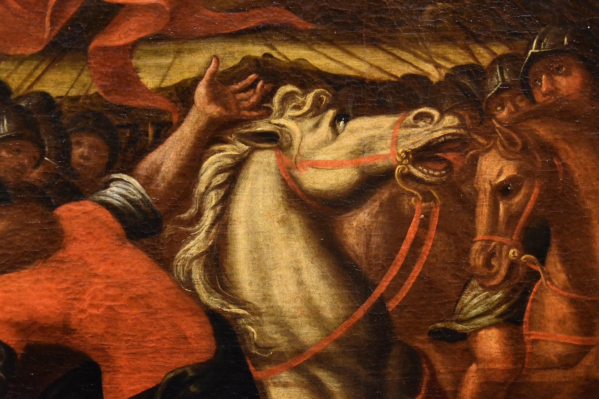 Antonio Tempesta (Florenz 1555 - Rom 1630) Kreis 

Die Bekehrung des heiligen Paulus auf der Straße nach Damaskus 

Öl auf Leinwand 112 x 102 cm Gerahmt 125 x 114 cm  

Die Szene stellt die Episode aus der Apostelgeschichte dar, in der der junge