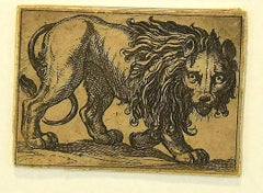 Le lion - eau-forte originale d'Antonio Tempesta - années 1610