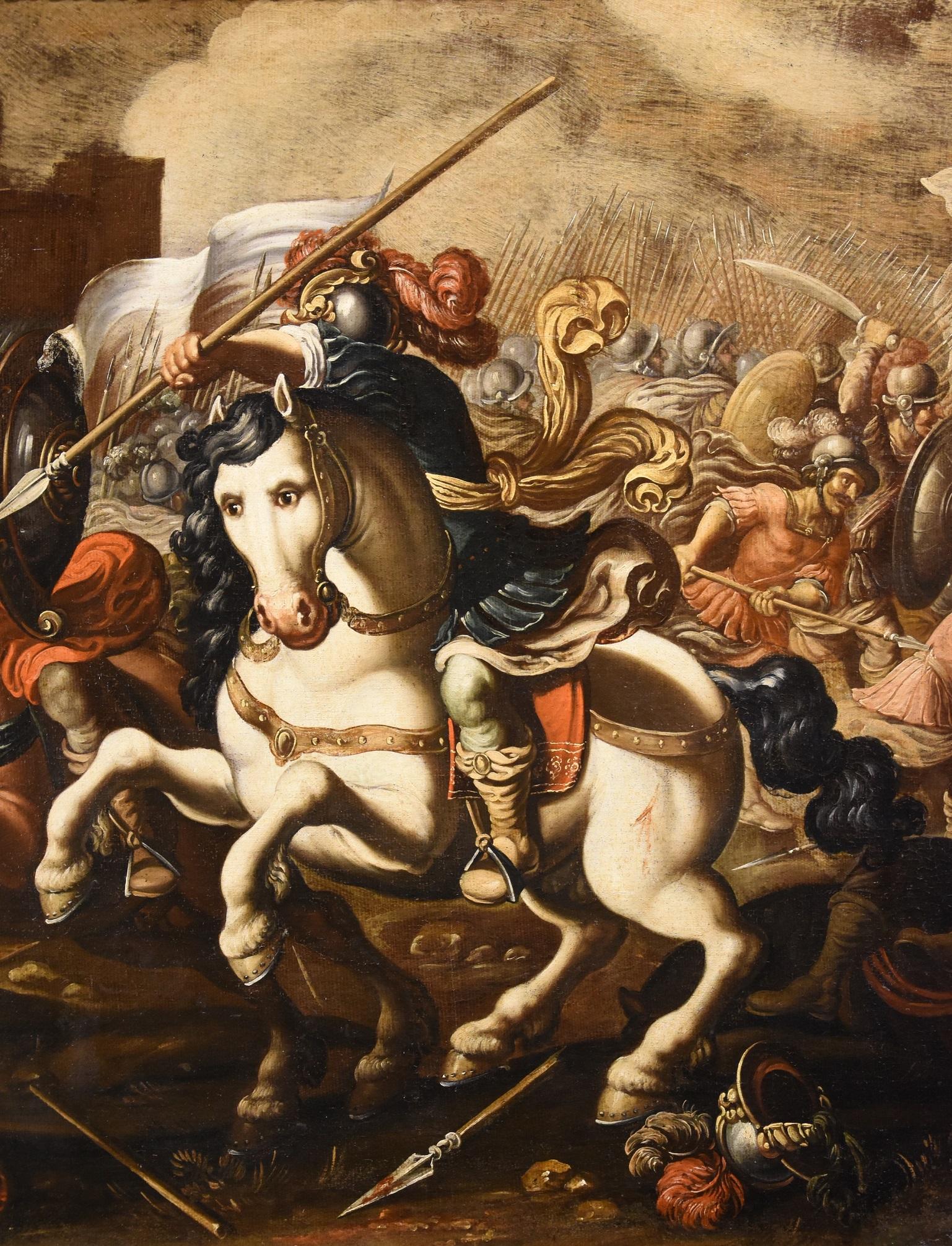 Battle Tempesta Knights Landscape 16/17 Century Oil on canvas Old master Italy 3
