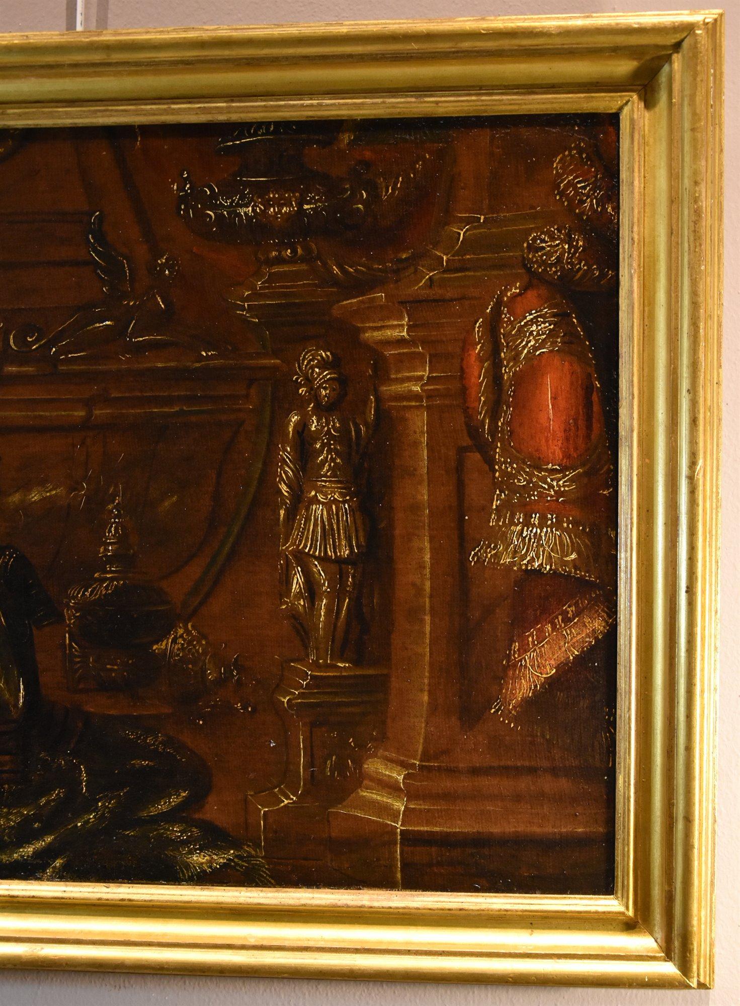 Stillleben Wappenverkleidungen-Skulptur Tibaldi 17. Jahrhundert Gemälde Öl auf Leinwand im Angebot 6