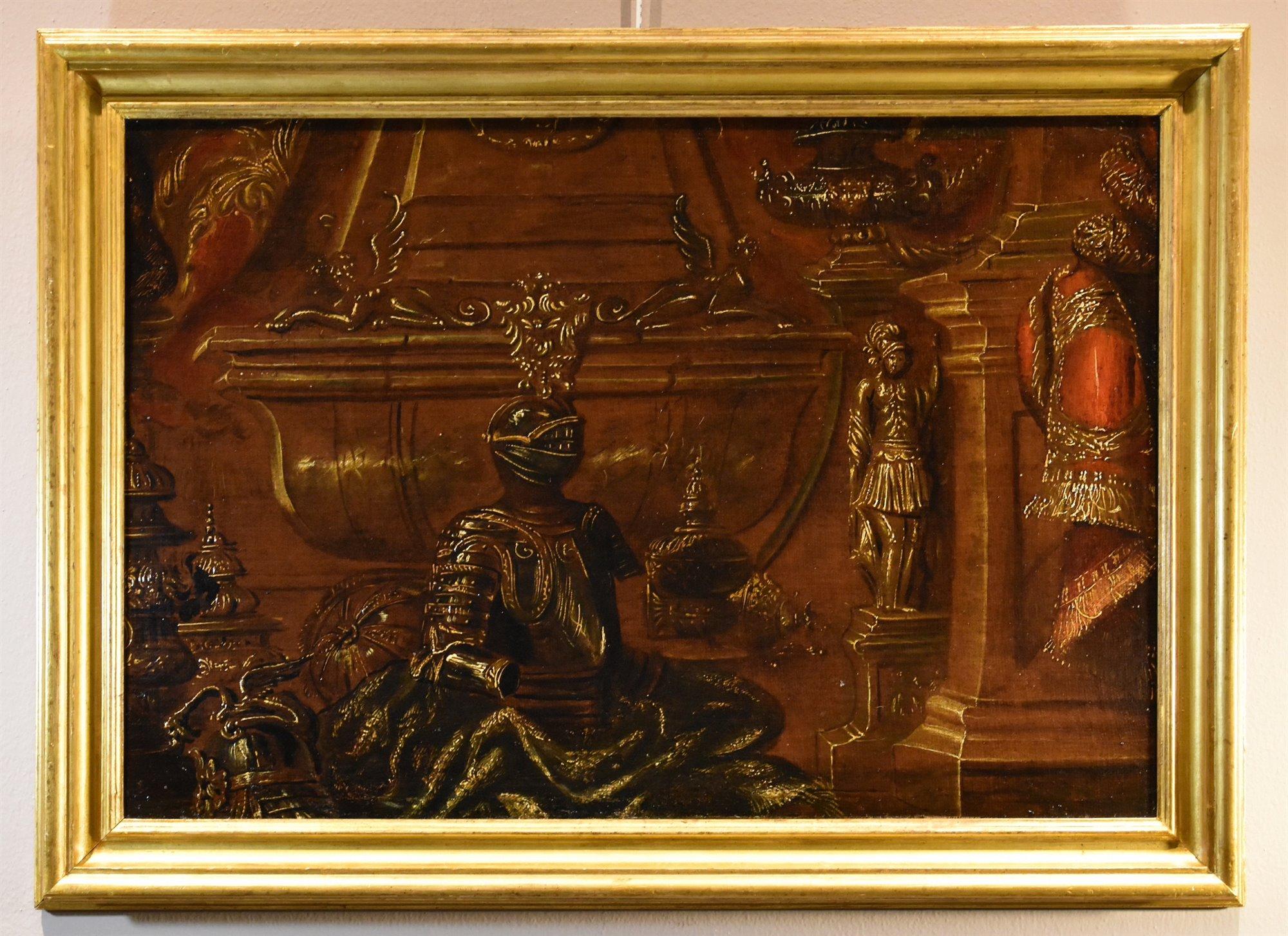 Still-Life Armour Curtains Sculpture Tibaldi 17th Century Paint Oil on canvas