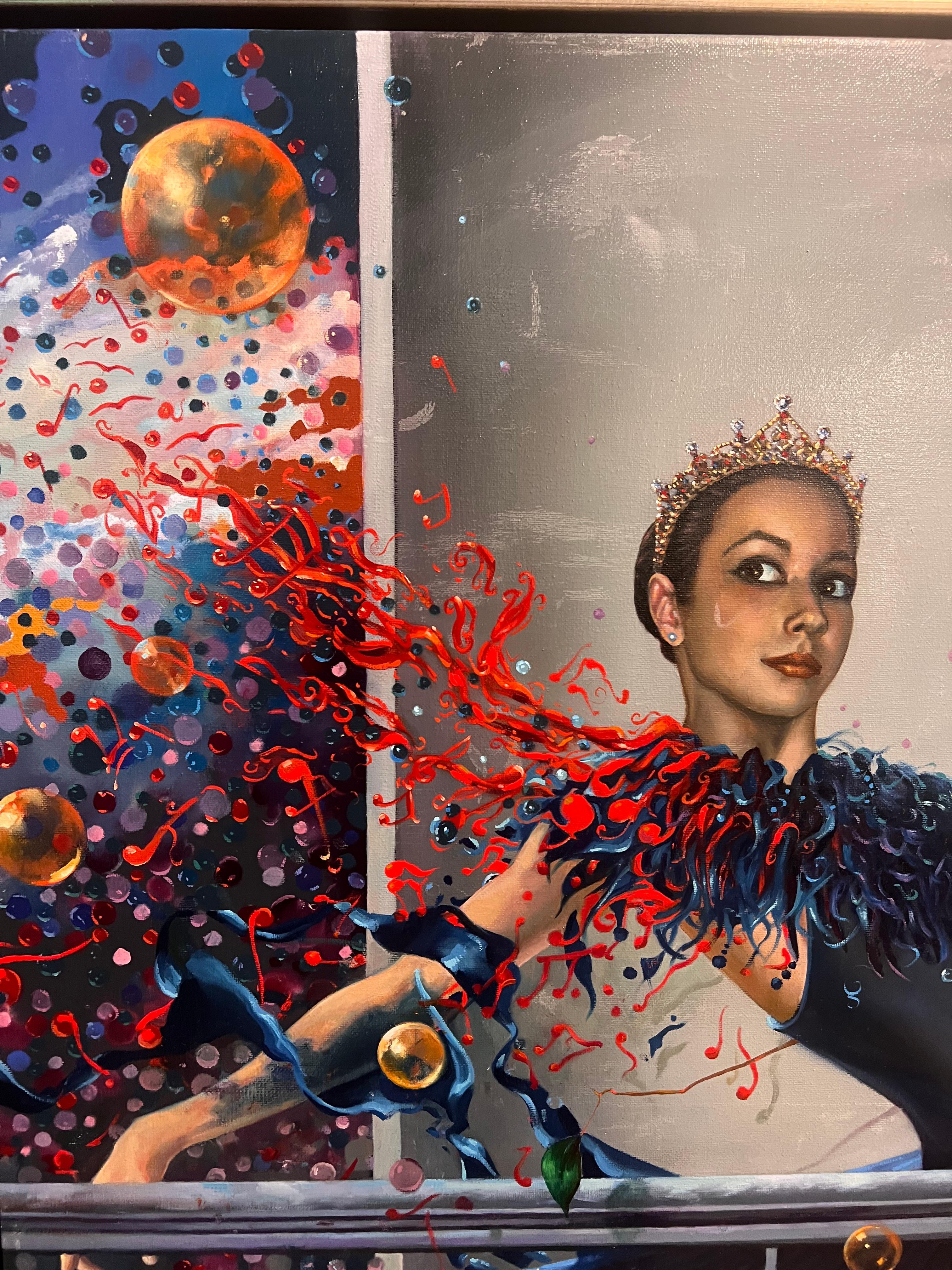 Metaphysische Szene mit Gänseblümchen (Surrealismus), Painting, von Antonio Torres