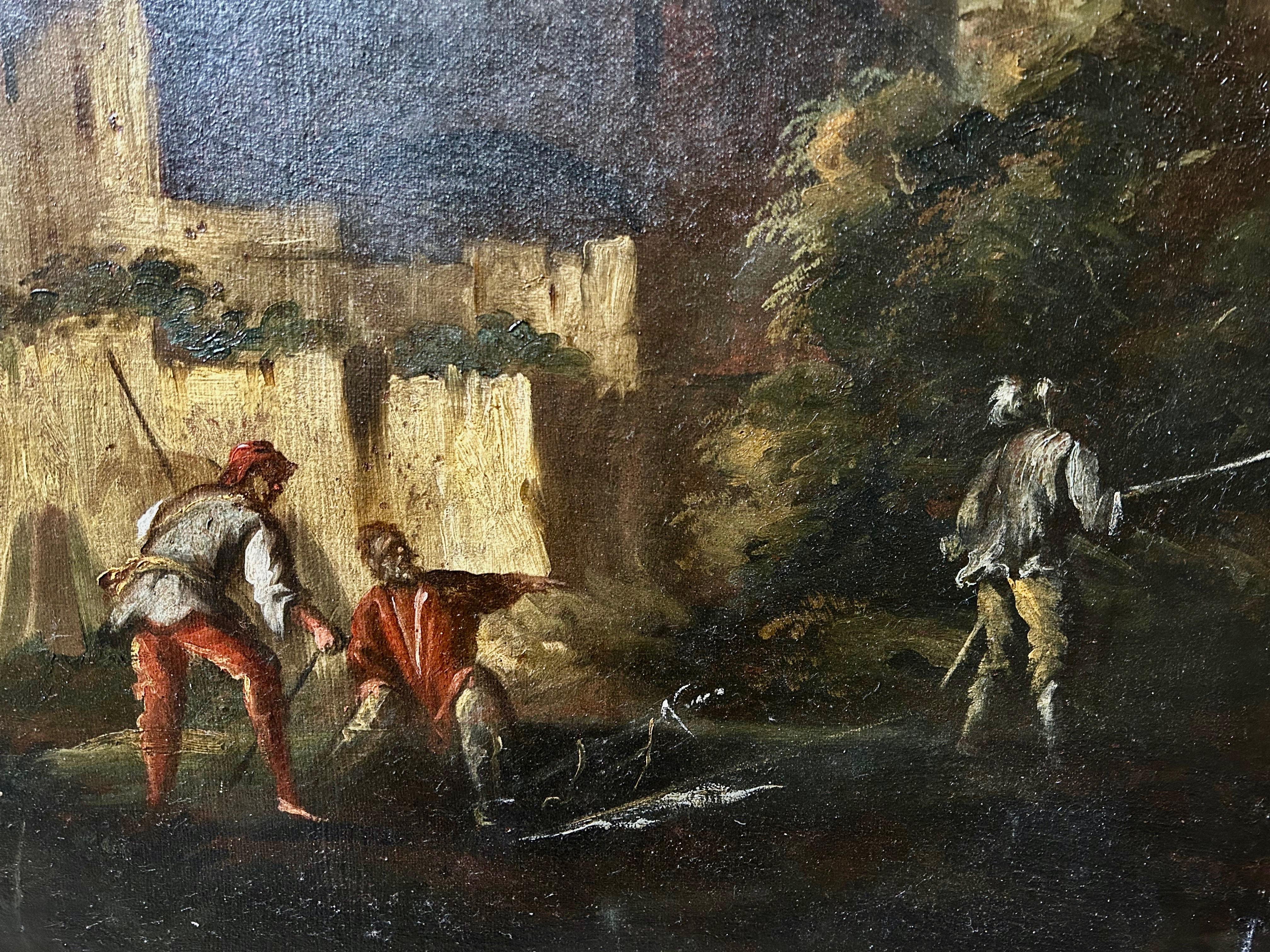 Antonio Travi appelé Le Sestri - Paysage marin avec ruines - Gênes 17ème siècle Bon état - En vente à Bruxelles, BE