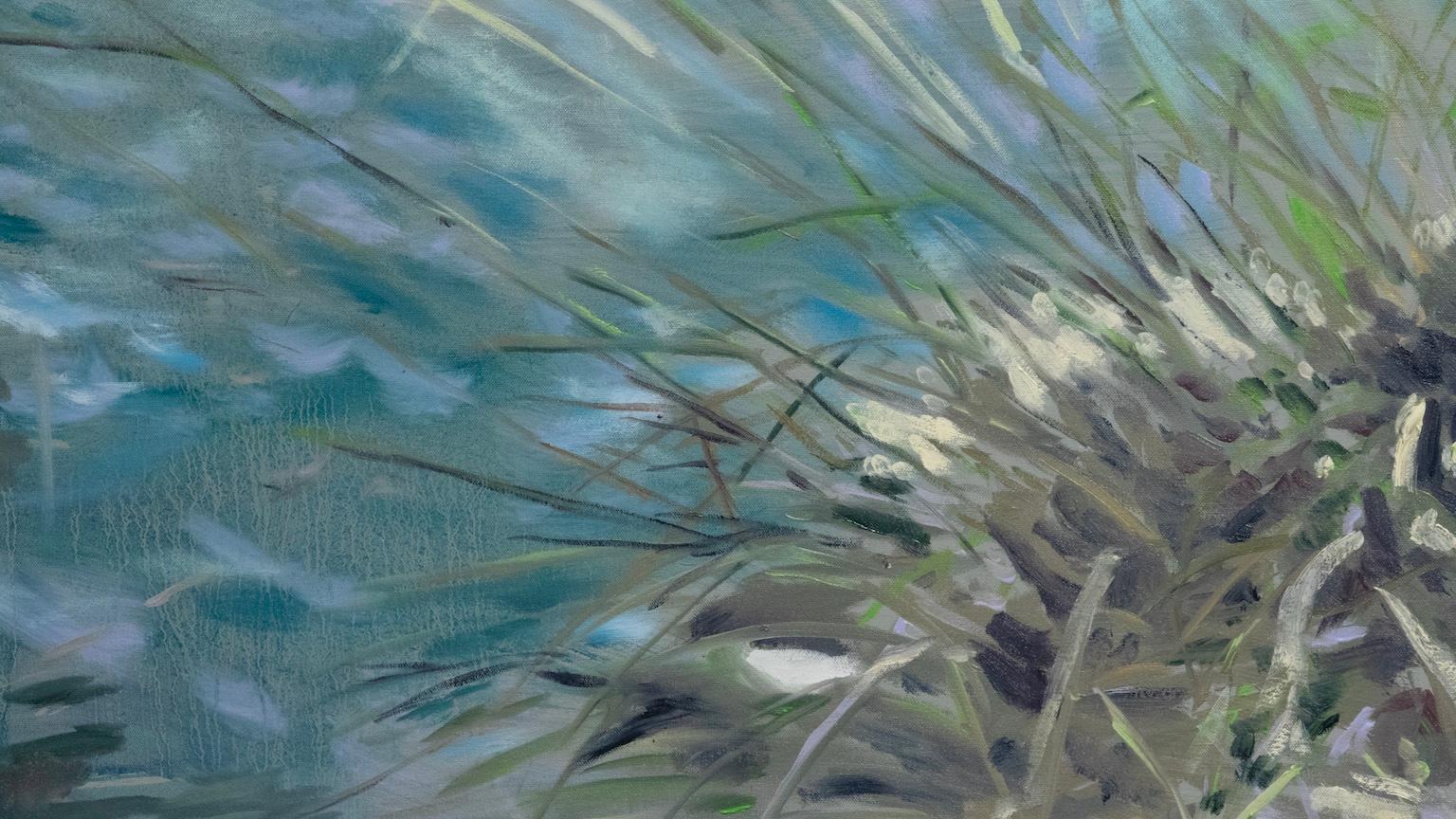 Olio su tela
Antonio Ugarte dipinge l'acqua come un riflesso dello spirito, una forma di meditazione. An He vede l'acqua come 