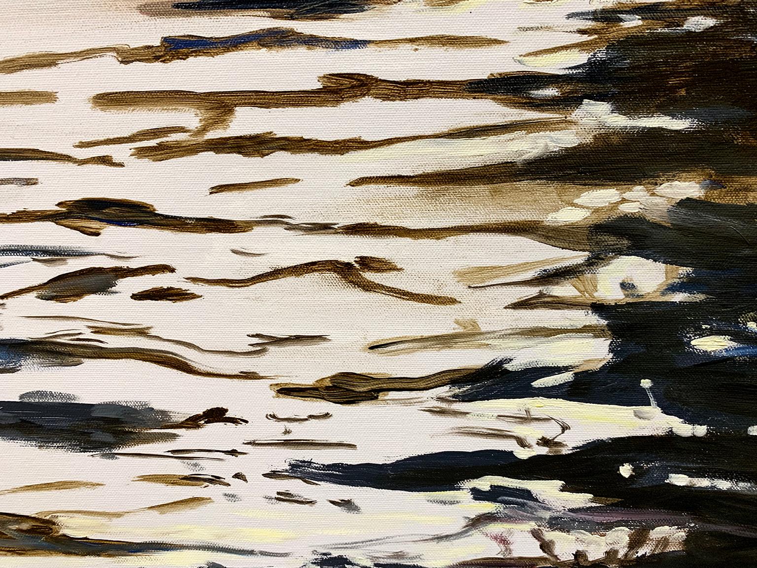 Aguas tranquilas 60 X 72 - Landscape Painting Gris de Antonio Ugarte