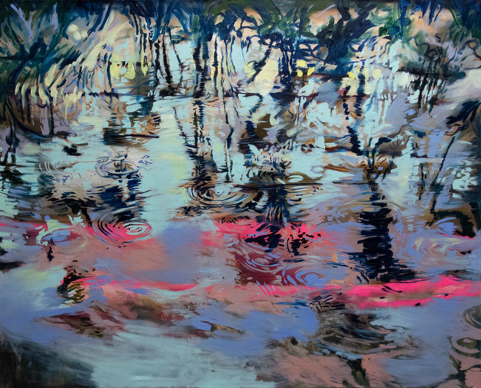 Antonio Ugarte Abstract Painting - Fuchsia Reflections 69 X 86