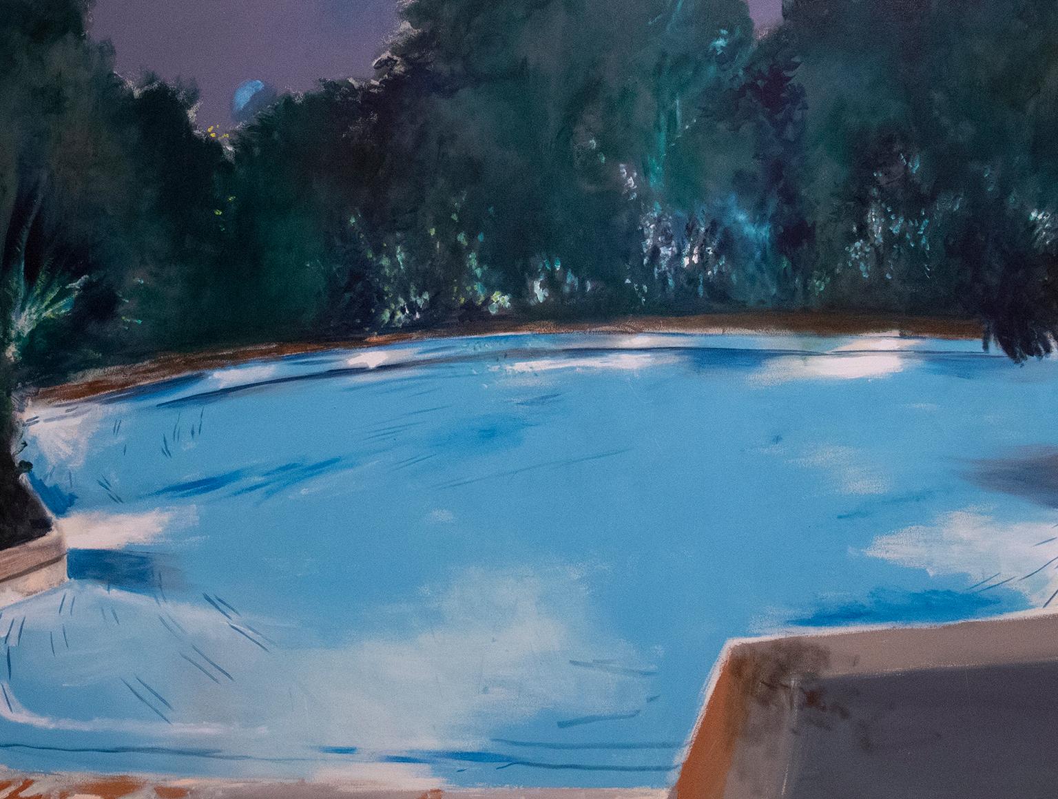 Antonio Ugarte Abstract Painting - Nocturnal Swimming Pool   61 X 81