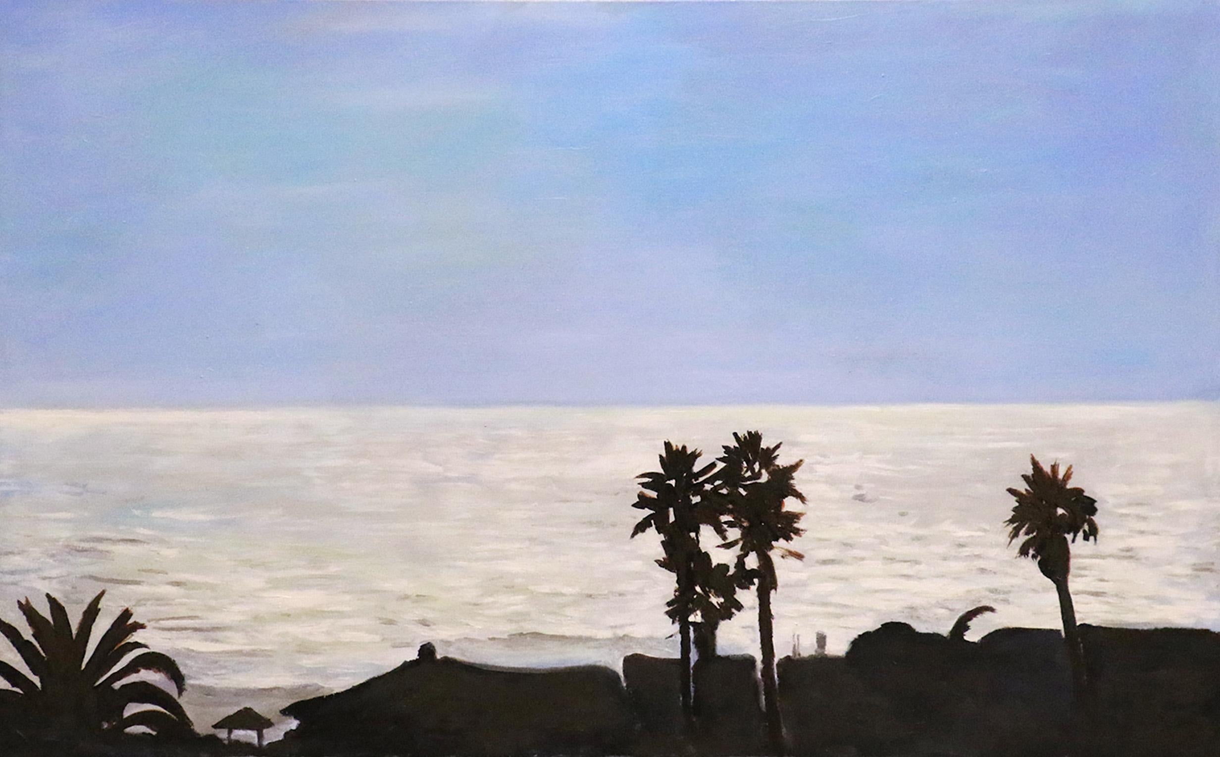 Landscape Painting Antonio Ugarte - Pacifique Nord  eau, ciel bleu 38 x 72