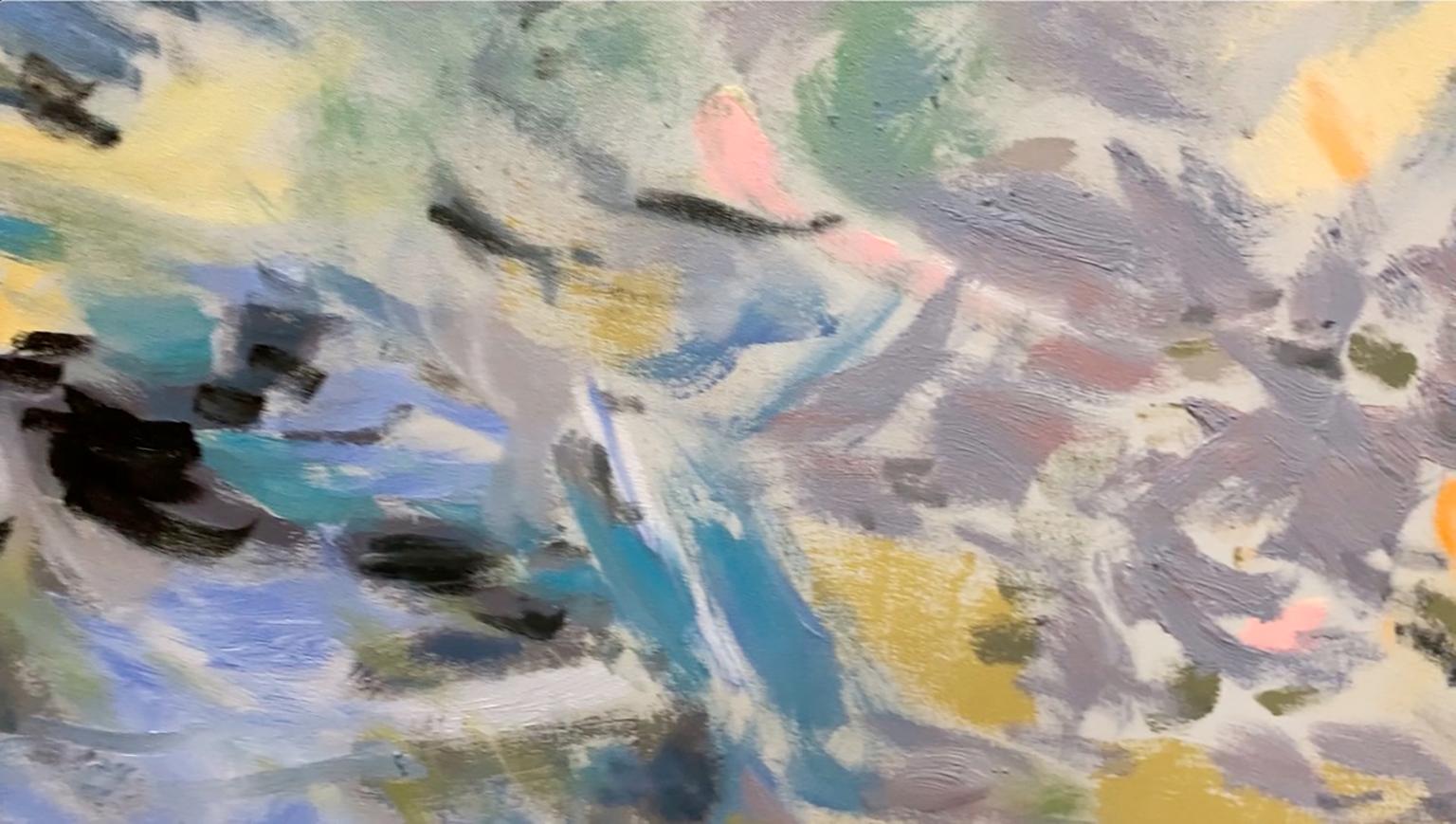 Pond from Above 67 X 79 - Gray Abstract Painting by Antonio Ugarte