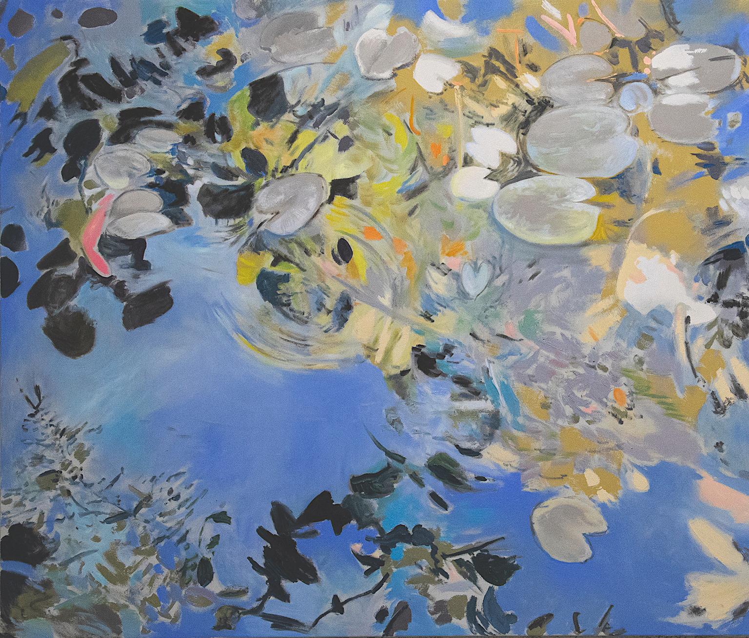 Antonio Ugarte Abstract Painting - Pond from Above 67 X 79