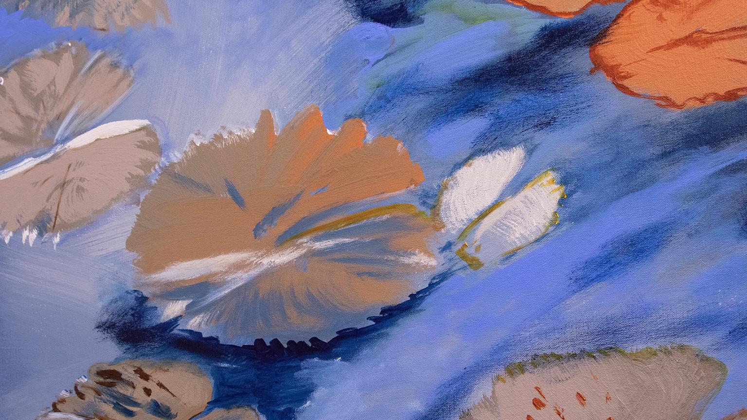 Étang avec réflectrice de palmier 122 x 152 cm - Gris Landscape Painting par Antonio Ugarte