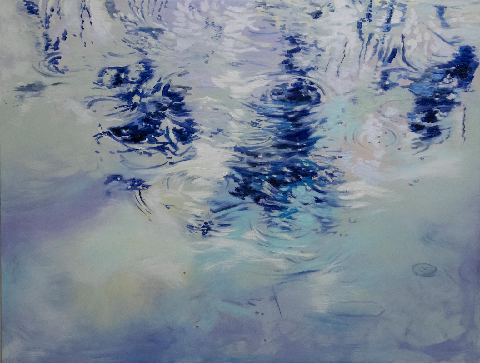 Antonio Ugarte Abstract Painting – Türkis Reflection 58 X 76