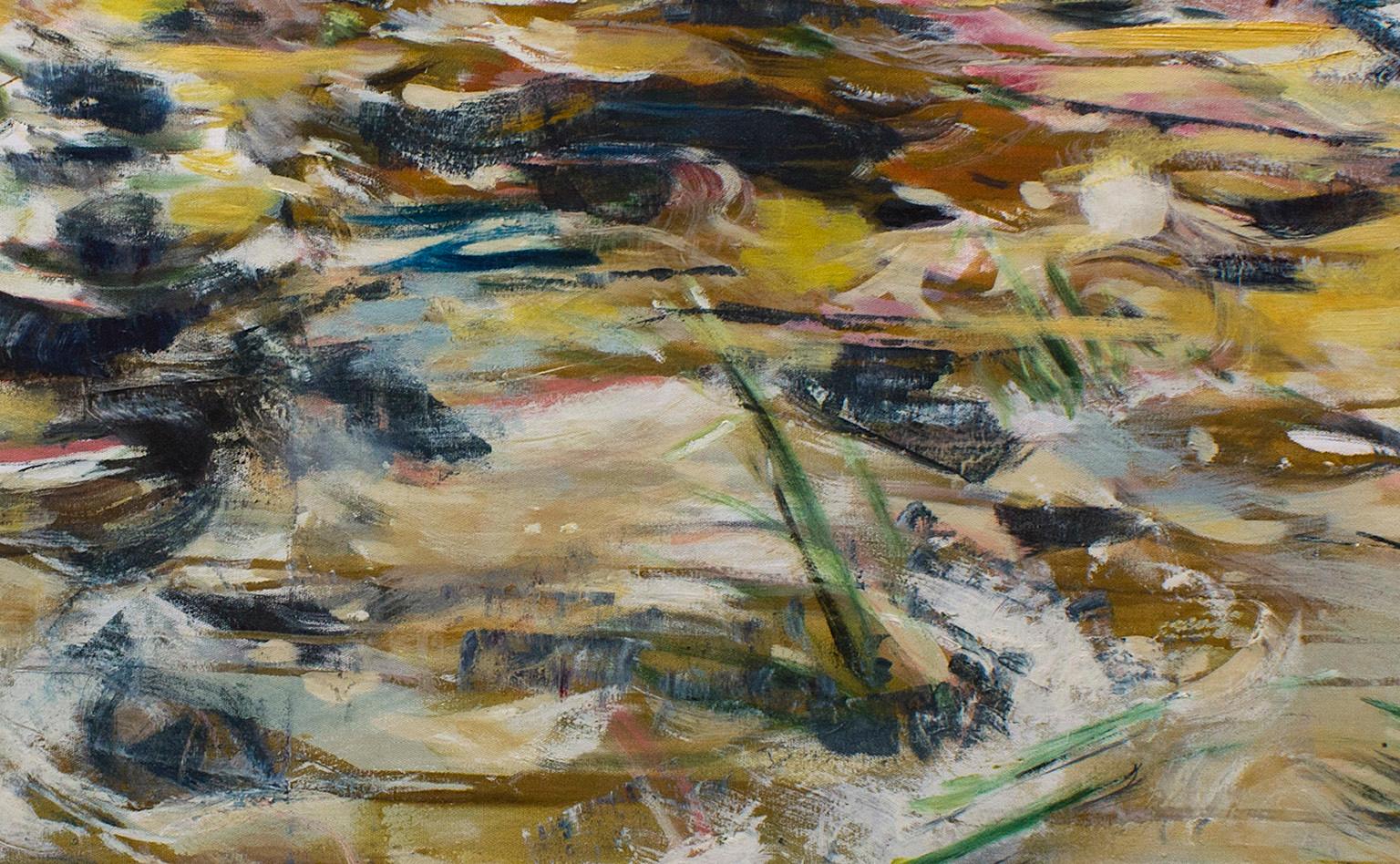 Wassertropfen und Tropfen  39 x 78 Zoll (Grau), Abstract Painting, von Antonio Ugarte