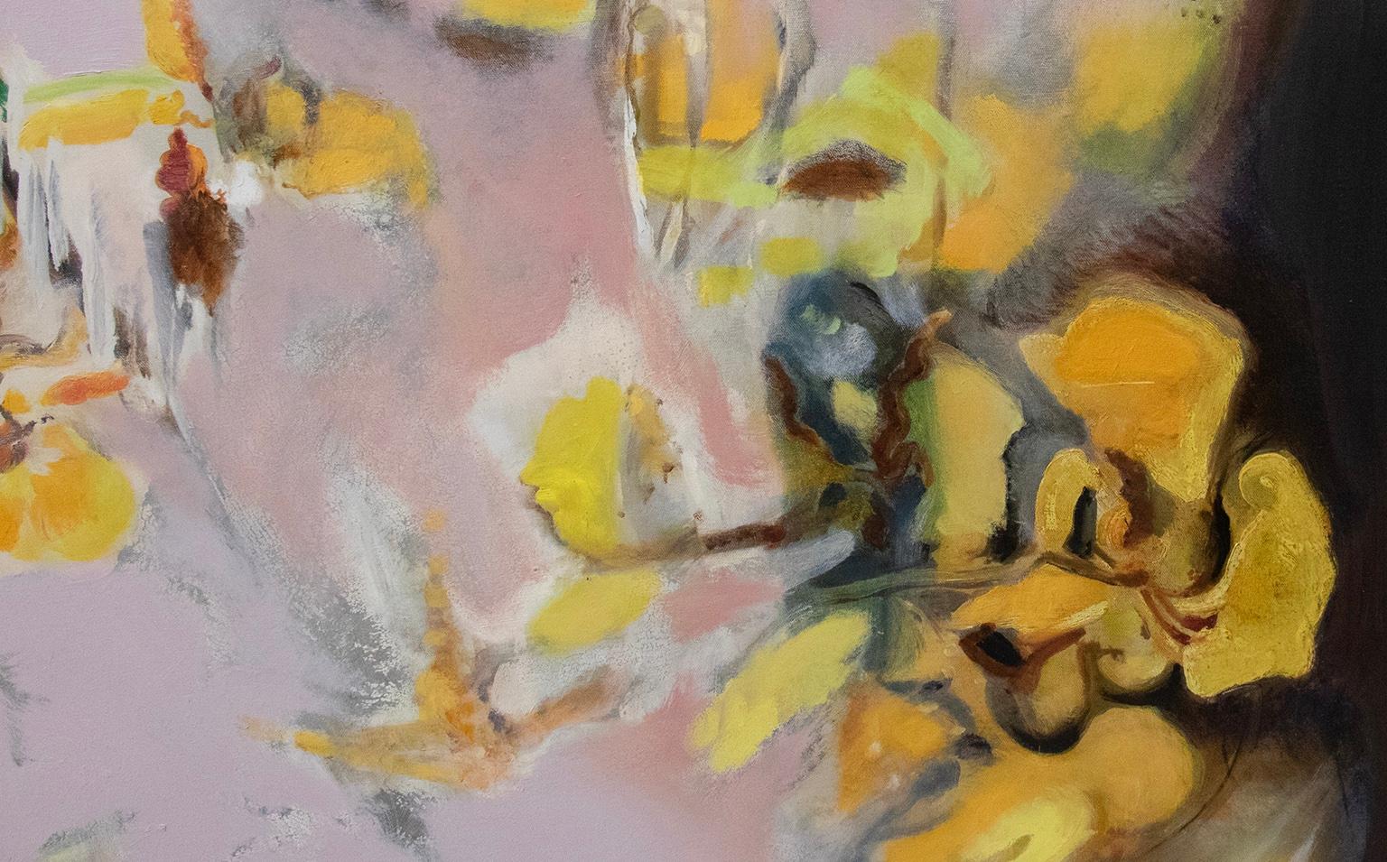 Yellow Orchid  48 X 36 - Abstract Expressionist Painting by Antonio Ugarte