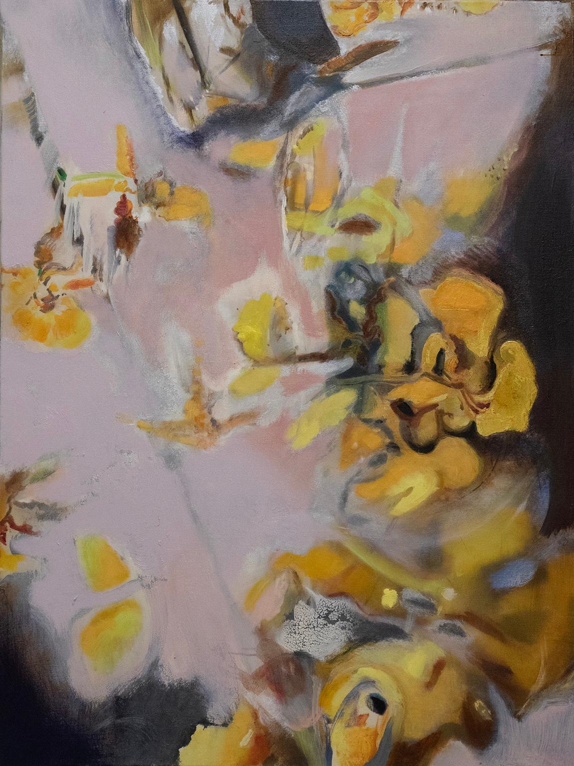 Antonio Ugarte Abstract Painting - Yellow Orchid  48 X 36