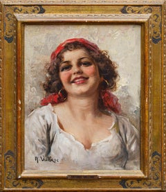 Antonio Vallone (actif à Naples au XXe siècle), Portrait d'un jeune homme avec foulard