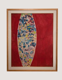 Red Composition - Original Oil Painting by Antonio Vangelli - 1970s